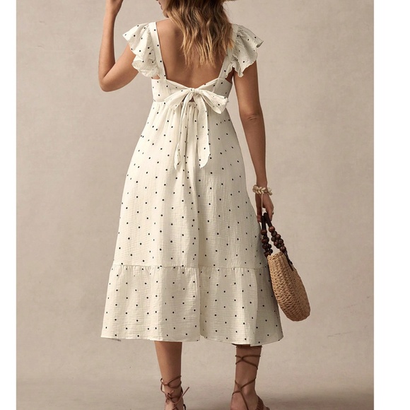 Maternity Polka Dot Back tie Ruffle Hem Dress - Picture 2 of 11